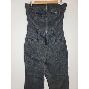 BEBE Jumpsuit Women's 29 Denim‎ Y2K VTG Strapless Tube Jean Black Medium Stretch
